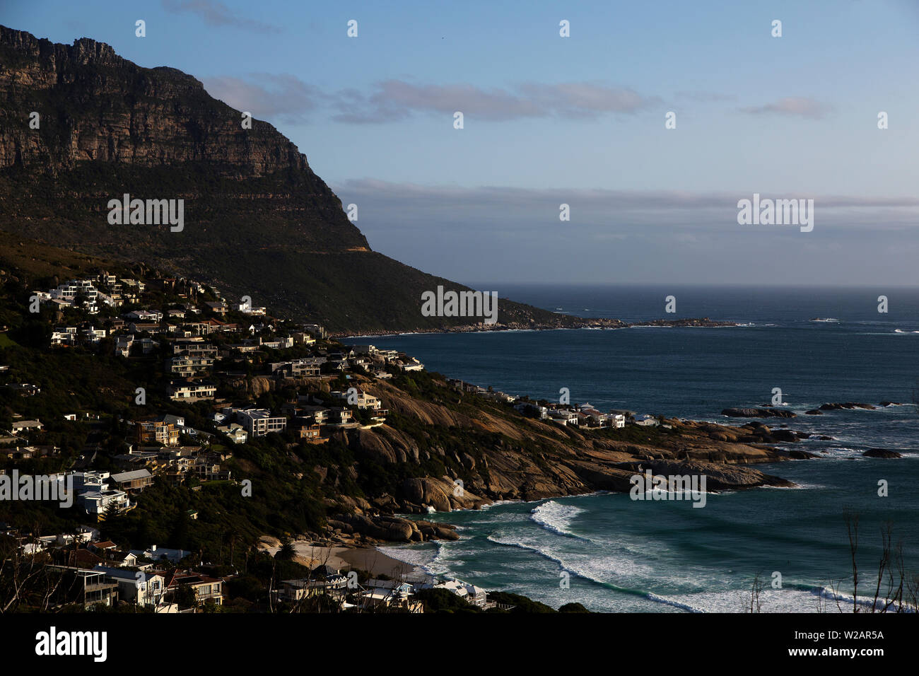 Beautiful South Africa`s coast with table mountain in the background,  Capetown, South Africa Stock Photo